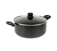 Crealys 529423 Faitout Ø 28 cm aluminium pressé couleur GRIS FONCE poignées thermorésistantes revêtement noir anti-adhérent - couvercle vapeur en verre - tous feux dont induction