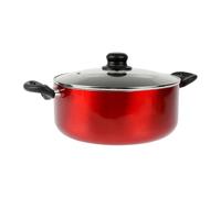 Crealys 529424 Faitout en Aluminium pressé CERISE Ø 28 cm, 7 Litres - Revêtement anti-adhésif - Coloris Rouge métallisé - Couvercle Vapeur en Verre inclus - Tous feux dont induction