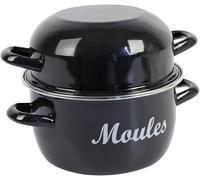 Crealys 545411 Marmite à Moules traditionelle en Acier Emaillé Noir Ø20 cm, 2,8 Litres - Casserole à moules compatible tous feux dont induction (Lot de 5)