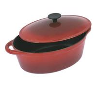 CREALYS GRAND CHEF Cocotte ovale en fonte d'acier émaillée - L 28 cm - 4 L - Rouge - Tous feux dont induction