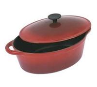 CREALYS GRAND CHEF Cocotte ovale en fonte dacier emaillee - L 28 cm - 4 L - Rouge - Tous feux dont induction Rouge G
