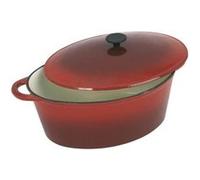 Crealys 501750, grande COCOTTE Grand Chef ovale en fonte émaillée 9 litres - Extérieur rouge et intérieur blanc - toutes sources de chaleur y compris induction