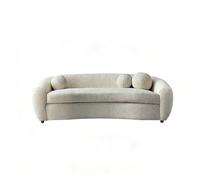 Cream Aesthetic Modern Curved Sofa Sherpa Fabric Collection,Compact Upholstered Living Room Furniture for Small Apartments(Triple)