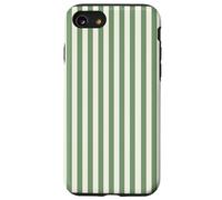 Cream and Green Stripes Geometric Vertical Lines Pattern Coque pour iPhone SE (2020) / 7/8