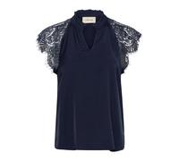 Cream - Blouse en dentelle avec col en V et manches en dentelle - Femme - Blouses et Chemises - Bleu - Taille: 36 FR