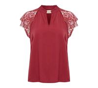 Cream - Blouse en dentelle avec col en V et manches en dentelle - Femme - Blouses et Chemises - Rouge - Taille: 42 FR