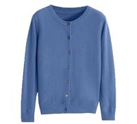 Cream Cashmere Cardigans for Women, Button up Open Front Crew Neck Sweaters, Lightweight Long Sleeve Turtleneck Kintted Sweater (Blue,S)