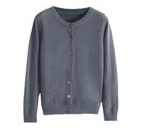 Cream Cashmere Cardigans for Women, Button up Open Front Crew Neck Sweaters, Lightweight Long Sleeve Turtleneck Kintted Sweater (Gray,Grand)