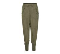 Cream - Pantalon Khaki à Taille Élastique et Ourlet Côtelé - Femme - Pantalons - Vert - Taille: 46 FR