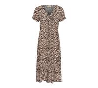 Cream - Robe à imprimé animal avec manches bouffantes - Femme - Robes - Brun - Taille: 42/44 FR