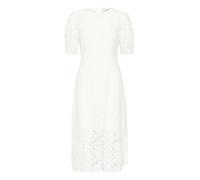 Cream Women's Dress Lace Midi Length Short Sleeves Regular Fit Round Neck, Snow White, 34