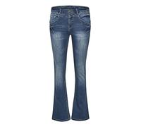 Cream Women's Jeans Slim Fit Bootcut Legs Midrise Waist Full-Length Zipper