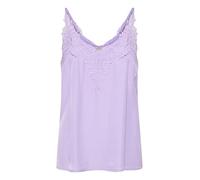 Cream Women's Singlet Lace Trim V-Neck Sleeveless Spaghetti Straps Regular Fit