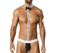 Creamlin - Mankini Borat - Maillot de bain sexy à bretelles - Pour homme - Coupe tanga - Noir - taille unique
