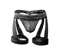 Creamlin String Sexy en Dentelle pour Hommes Bikini Sissy Slip Lingerie (Noir)