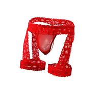 Creamlin String Sexy en Dentelle pour Hommes Bikini Sissy Slip Lingerie (Rouge)