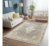 CreamTapis Antidérapant Durable, 90 x 120 cmDoux et Lavable Facile à Entretenir pour Salon Chambre véranda - Style Antique Motif Floral Géométrique Noble Légère Ornament Concevoir