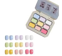 Creamy Colorful Nail Polish Set, Nine-Square Grid Solid Glue Gel Nail Polish, Solid Palette, Cream for Women&Girls&Friend DIY Home (#10)
