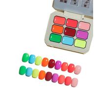 Creamy Colorful Nail Polish Set, Nine-Square Grid Solid Glue Gel Nail Polish, Solid Palette, Cream for Women&Girls&Friend DIY Home (#4)