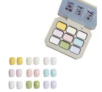 Creamy Colorful Nail Polish Set, Nine-Square Grid Solid Glue Gel Nail Polish, Solid Palette, Cream for Women&Girls&Friend DIY Home (#2)