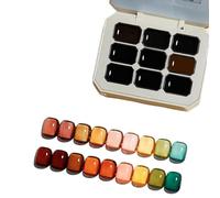 Creamy Colorful Nail Polish Set, Nine-Square Grid Solid Glue Gel Nail Polish, Solid Palette, Cream for Women&Girls&Friend DIY Home (#7)
