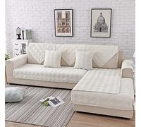 Creamy Cozy Home Sofa Protector Covers Diamond Plush Soft Velvet Sectional Couch Covers Non-Slip Sofa Slipcover for Dogs Cats Pet Love Seat Recliner Leather L Shaped, Armrest Backrest Cover (Cream,28