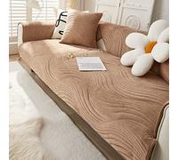 Creamy Cozy Home Sofa Protector Covers Velvet Plush Thick Geometric Quilted Sectional Couch Covers Warm Soft Non Slip Sofa Slipcover Furniture Protector for Pets Kids Children Dog Cat (Coffee B,36"x9