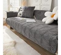 Creamy Cozy Home Sofa Protector Covers Velvet Plush Thick Geometric Quilted Sectional Couch Covers Warm Soft Non Slip Sofa Slipcover Furniture Protector for Pets Kids Children Dog Cat (Dark Grey A,28