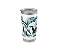 Creamy Sky Blue Penguin Winter North Pole Forest Pattern Gobelet isotherme en acier inoxydable double paroi