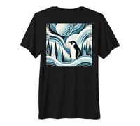 Creamy Sky Blue Penguin Winter North Pole Forest Pattern T-Shirt Haut de Gamme