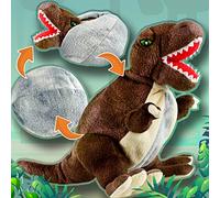 Creanino Doudou Dinosaure 2 en 1 - Peluche réversible - Tyrannosaurus Rex - Doudou Dinosaure - Doudou réversible - Doudou trèfle