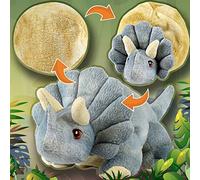 Creanino Triceratops Rocky - Doudou 2 en 1 - Peluche réversible - Peluche Dinosaure - Tricératops