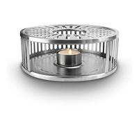 Creano Chauffe-théière Stripes Argent en Acier Inoxydable - Réchaud élégant au Design rayé pour théières, Maintien Optimal de la Chaleur