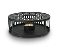 Creano Chauffe-théière Stripes Noir en Acier Inoxydable - Réchaud élégant au Design rayé pour théières, Maintien Optimal de la Chaleur