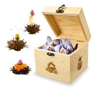 Creano coffret cadeau déco bois « Floraison » Thé noir 6 thés fleuris en (3 sortes différentes de roses de thé)