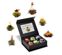 Creano Coffret Cadeau Fleurs de Thé Mix 6 pcs - Coffret Magnétique Élégant - Sélection 3 Thés (Blanc, Vert, Noir) - 6 fleurs différentes - Cadeau Chic