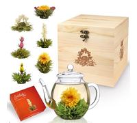 Creano Coffret Cadeau de Thé en Fleurs dans Une Boîte en Bois avec 6 différents Types de Thé en Fleurs | Thé Blanc