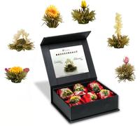 Creano® Coffret Magnétique Fleur de Thé 6 pcs - Thé blanc 6 variétés | Idée cadeau élégante et boîte de rangement pratique - Thé en Fleurs