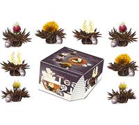 Creano Coffret Teelini Noir 8 pcs - Fleurs de Thé Noir en Portion de Tasse - 4 Saveurs Aromatiques - Idée Cadeau Anniversaire, Collègue & Bureau