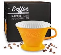 Creano Filtre à Café en Porcelaine Céramique - Taille de Filtre 4 - Jaune Safran