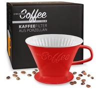 Creano Filtre à Café en Porcelaine Céramique - Taille de Filtre 4 - Rouge