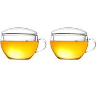 Creano Lot de 2 Tasses à Thé Teelini 200ml en Verre Borosilicate avec Couvercles - Set Duo Idéal pour Fleurs de Thé