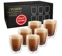 Creano PREMIUM Verres à double paroi 400 ml - Lot de 6 | 100 % compatibles lave-vaisselle grâce au joint GastroSeal - Qualité professionnelle