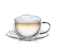 Creano tasse à café double paroi 250 ml avec anse et sous-tasse verre borosilicate boissons chaudes et froides