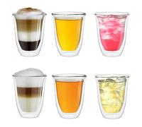 Creano Verre Double Paroi 400 ml - Modèle V Isolant en Verre Borosilicate pour Boissons Chaudes et Froides - Lot de 6 verres