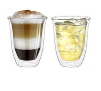 Creano Verre Double Paroi 400 ml - Modèle V Isolant en Verre Borosilicate pour Boissons Chaudes et Froides - Lot de 2 verres