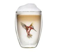 Creano Verre Thermique Double Paroi 250 ml Rouge - Verre à Café & Thé en Verre Borosilicate avec Motif Colibri, Coffret Cadeau