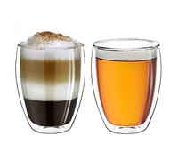 Creano Verre Thermique XXL à Double paroi 400 ML, Verre à Double paroi Extra Large résistant à la Chaleur en Verre Borosilicate, Verres à café, thé, Latte Macchiato, Lot de 2