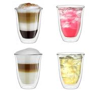 Creano Verres à double paroi 400 ml, lot de 4, grand verre thermo à double paroi en verre borosilicaté, verres à café, verres à thé, verres à latte, verres à double paroi