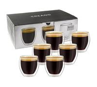 Creano Verres à expresso à double paroi 80 ml - lot de 6 - tasses à café - verres thermiques à effet flottant